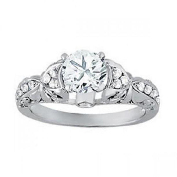 Picture of Harry Chad Enterprises 10981 Solitaire with Accents 1 CT Round Diamond Engagement Ring&#44; 14K White Gold - Size 6.5