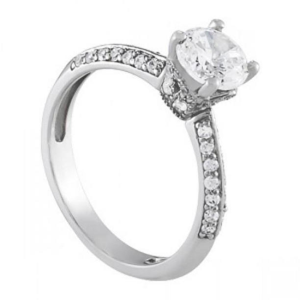 Picture of Harry Chad Enterprises 11030 1.70 CT Diamond White Gold Solitaire with Accents Engagement Ring&#44; Size 6.5