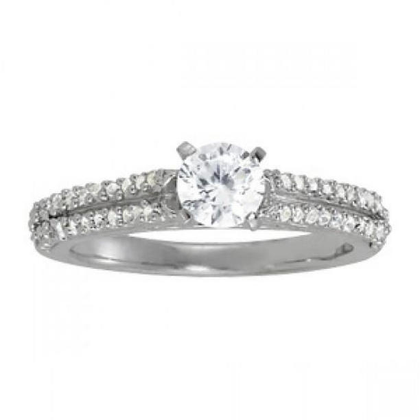 Picture of Harry Chad Enterprises 11044 Sparkling 1.15 CT Round Diamond Solitaire with Accents Fancy Ring&#44; Size 6.5