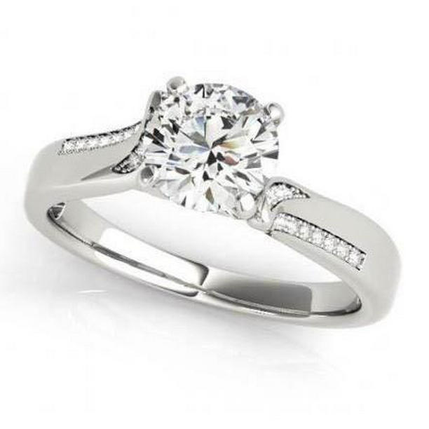 Picture of Harry Chad Enterprises 11086 1.25 CT Diamond White Gold Solitaire with Accents Engagement Ring&#44; Size 6.5