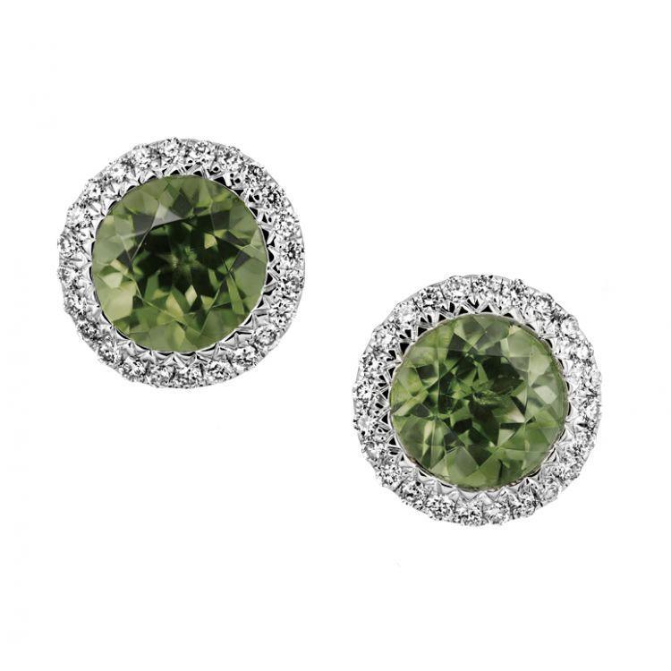Picture of Harry Chad Enterprises 42424 9.50 CT Green Tourmaline Diamond Ladies Stud Earring&#44; Gold