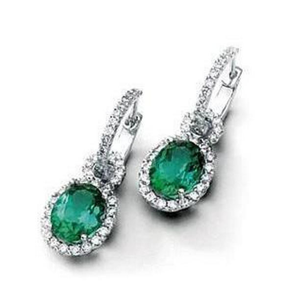 Picture of Harry Chad Enterprises 42429 10.68 CT Green Tourmaline & Diamonds Dangle Earring