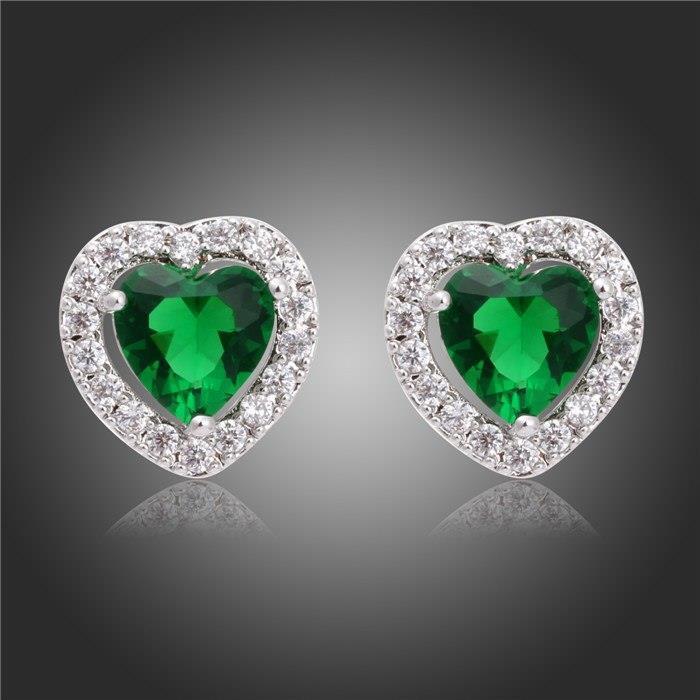 4.70 CT Green Emerald & Diamond Stud Halo Earring