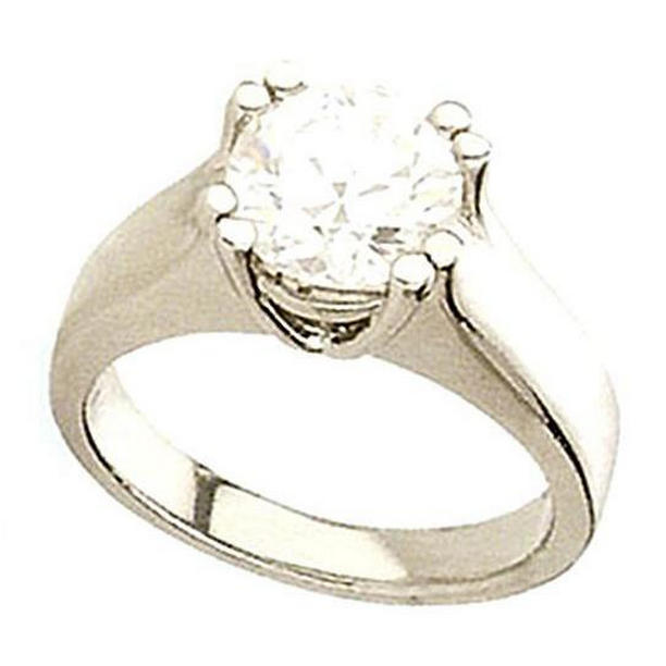 4318 1.50 CT Round Diamond Solitaire Ring, White Gold - Size 6.5
