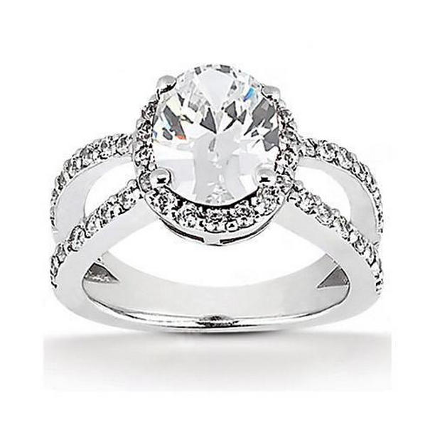 1.66 CT Oval Cut Diamond Engagement Womens Halo Ring, White Gold - Size 6.5