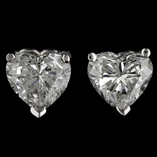 50122 Prong Set Heart Cut Solitaire Solid Gold Diamond Stud Earring