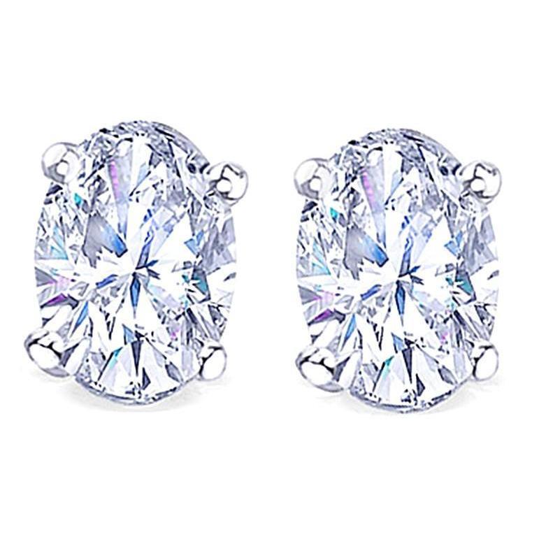 51120 0.70 CT Oval Cut Diamond Stud Earrings, 14K White Gold