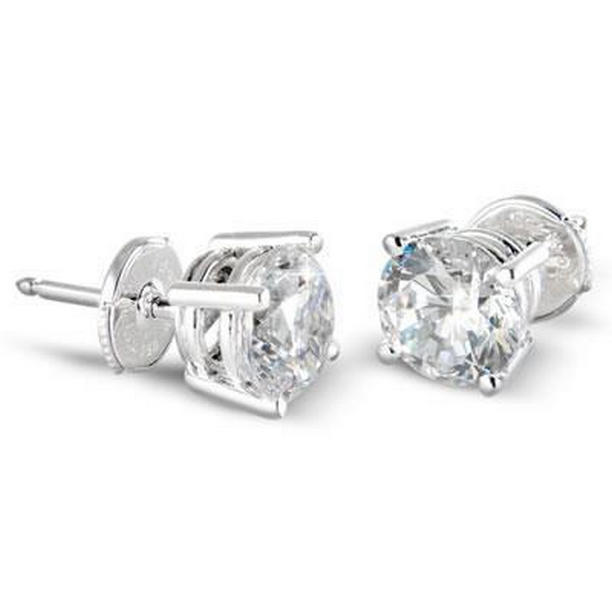 53597 2 CT Round Ladies Diamond Stud Earring, White Gold
