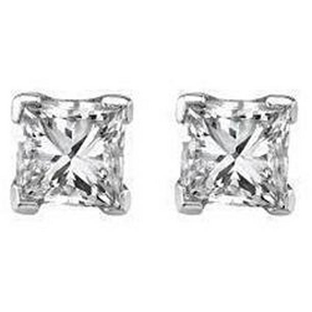 53612 Princess Cut 1.40 CT White Gold Fine Diamond Stud Earring