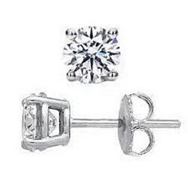 53654 1.5 CT Solitaire Round White Gold Diamond Stud Earring