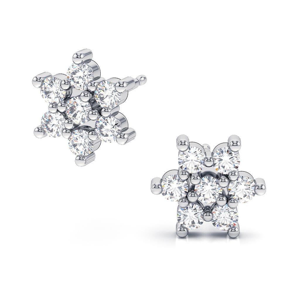 53722 3.5 CT Round Cut Diamond Stud Halo Earring, 14K Solid White Gold
