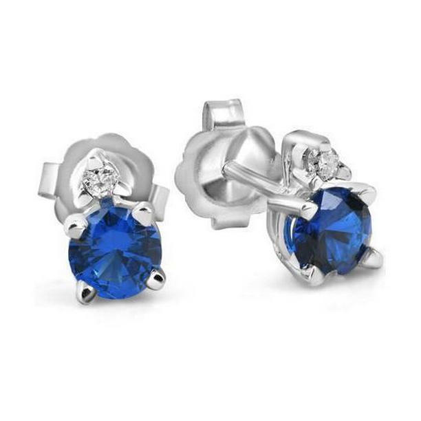 White Gold Blue Sapphire & Diamonds 3.30 CT Lady Stud Earring