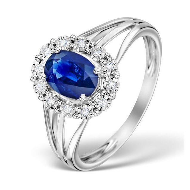 56286 Solitaire with Accent 2.40 CT Ceylon Sapphire with Diamonds Ring, Size 6.5