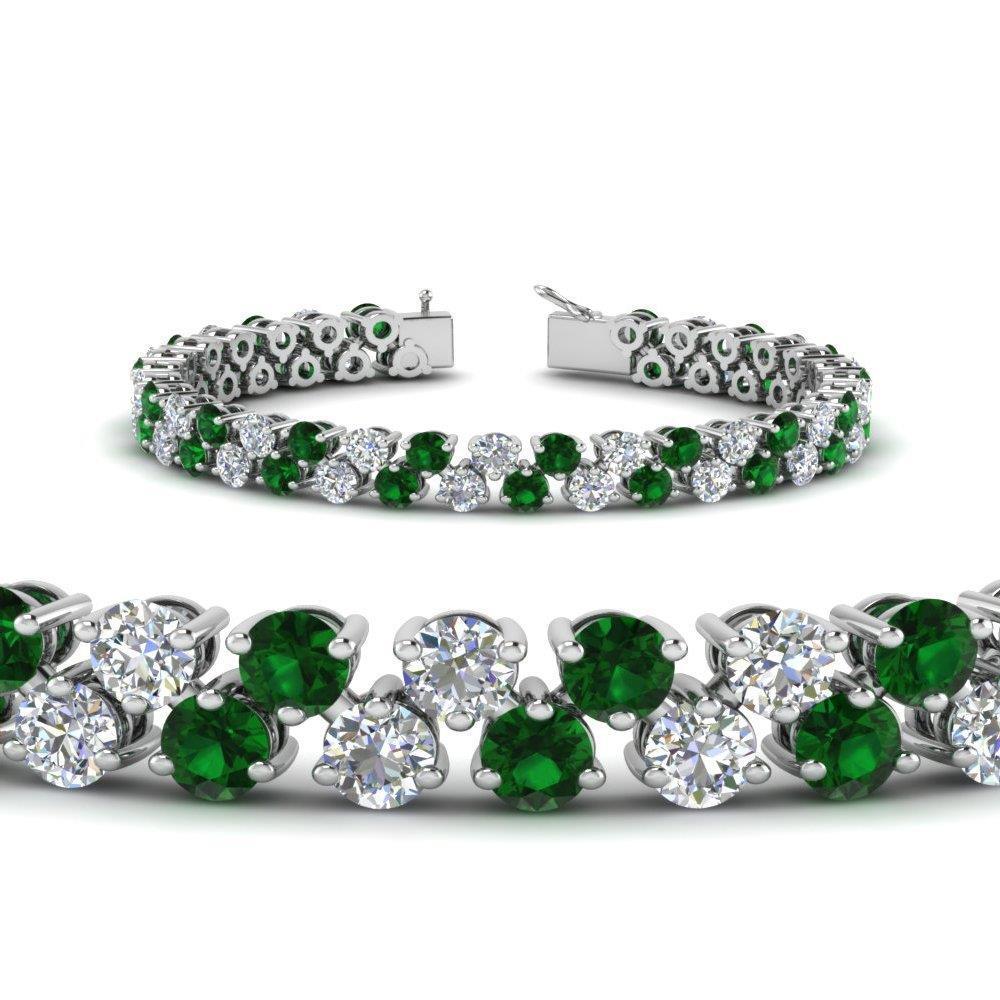 Picture of Harry Chad Enterprises 56299 Round Green Emerald 10 CT Diamond Tennis Bracelet&#44; 14K White Gold