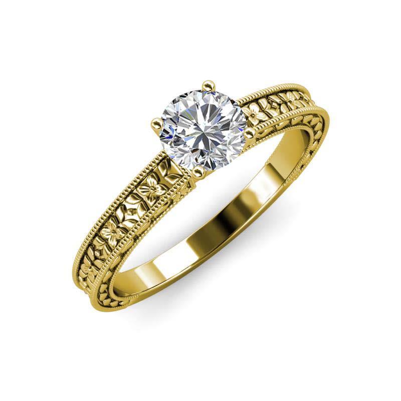 Picture of Harry Chad Enterprises 57119 Round Cut 2 CT Solitaire Diamond Vintage Style Ring&#44; 14K Yellow Gold - Size 6.5