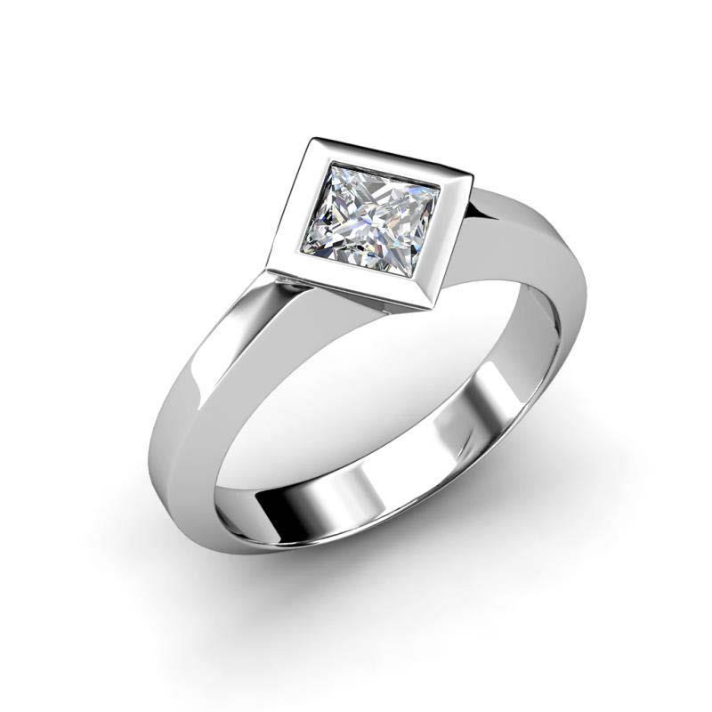 Picture of Harry Chad Enterprises 57122 Bezel Set Princess Cut 1.50 CT Solitaire Diamond Wedding Ring, Size 6.5