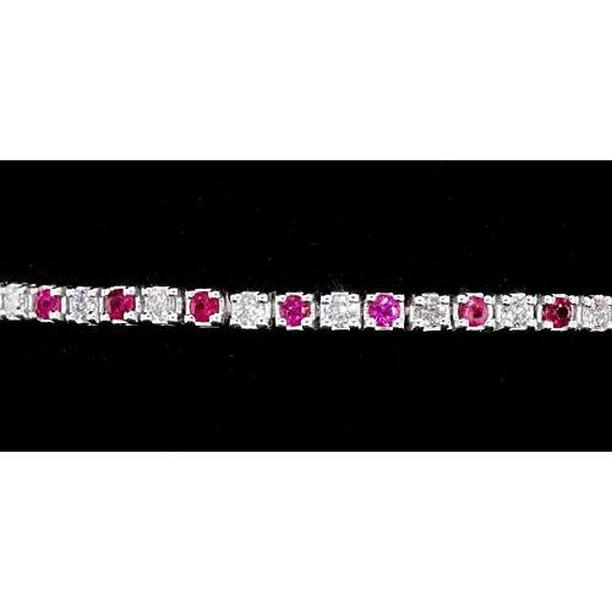 Picture of Harry Chad Enterprises 57152 4 CT Tennis Bracelet Diamond Pink Sapphire Prong Set, White Gold