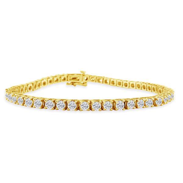 Picture of Harry Chad Enterprises 57198 4 CT Round Cut Diamond Tennis Ladies Solid Bracelet&#44; Yellow Gold