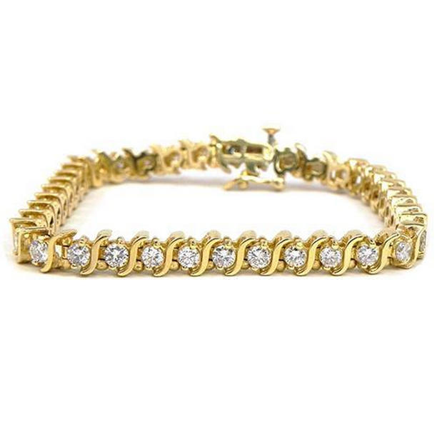 Picture of Harry Chad Enterprises 57200 7 CT Womens Round Cut Diamond Yellow Gold Tennis Bracelet