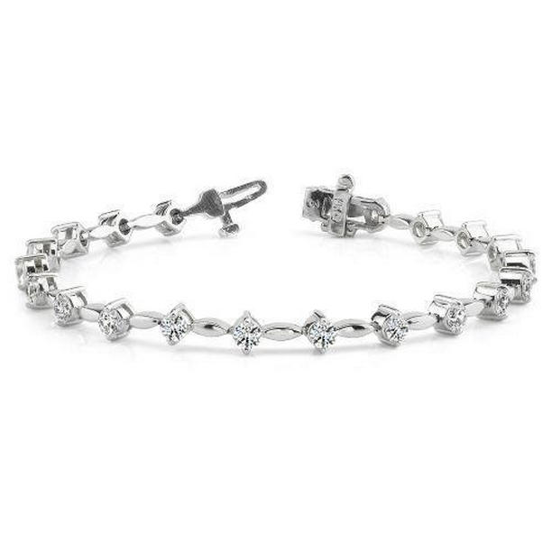 58166 3 CT Round Diamond Solid White Gold Lady Tennis Bracelet
