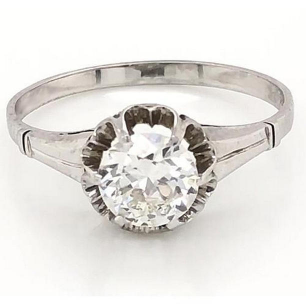 58171 1 CT Solitaire Womens Diamond Ring, 14K White Gold - Size 6.5