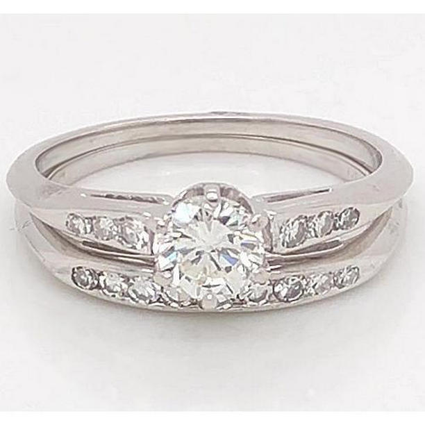 1.75 CT Womens Diamond Engagement Ring Set, 14K White Gold - Size 6.5