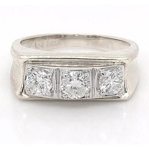 Picture of Harry Chad Enterprises 58177 3 Stone Mens Engagement Band 2.25 CT Prong Set&#44; 14K White Gold - Size 8