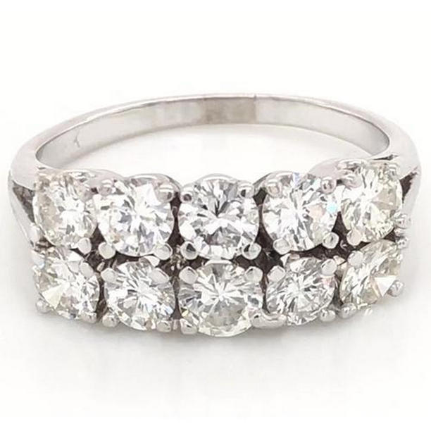 58180 4 CT Double Row Shank Setting Anniversary Band, 14K White Gold - Size 6.5