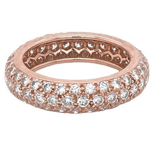 3.36 CT Rose Gold Womens Diamond Eternity Band, Size 6.5