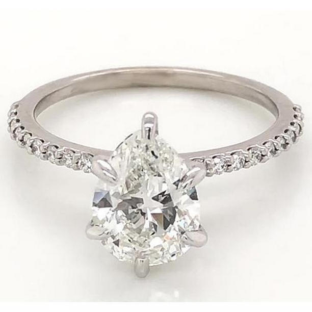 58185 2 CT Womens 14K White Gold Solitaire with Accent Diamond Ring, Size 6.5