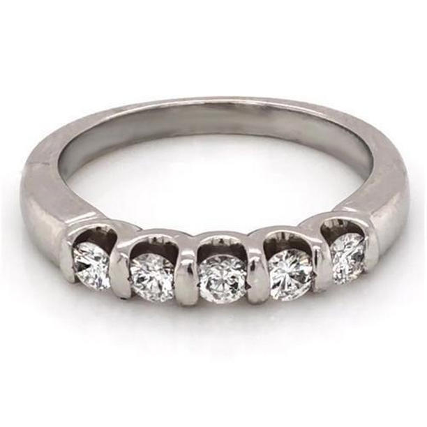 58187 1 CT U Scallop Setting Diamond Anniversary Band, 14K White Gold - Size 6.5