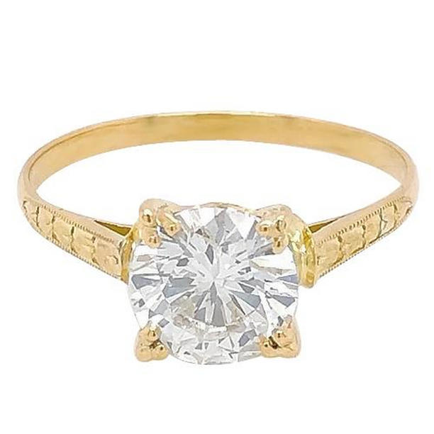 Picture of Harry Chad Enterprises 58189 Solitaire 2 CT Milgrain Yellow Gold Ladies Diamond Ring&#44; Size 6.5