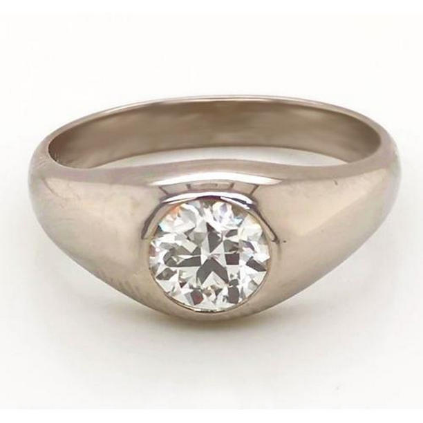 Picture of Harry Chad Enterprises 58191 1 CT Mens Solitaire F Vs1 Round Diamond Diamond Ring&#44; 14K White Gold - Size 8