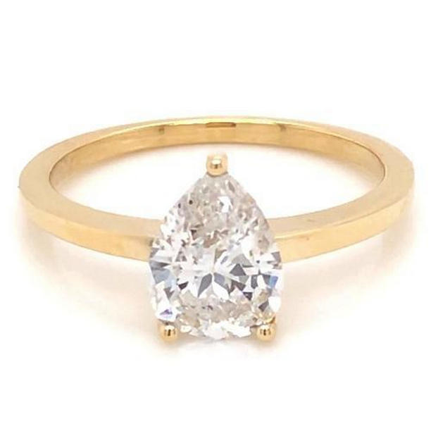 Picture of Harry Chad Enterprises 58199 1.50 CT Solitaire Pear Diamond Engagement Ring&#44; 14K Yellow Gold - Size 6.5