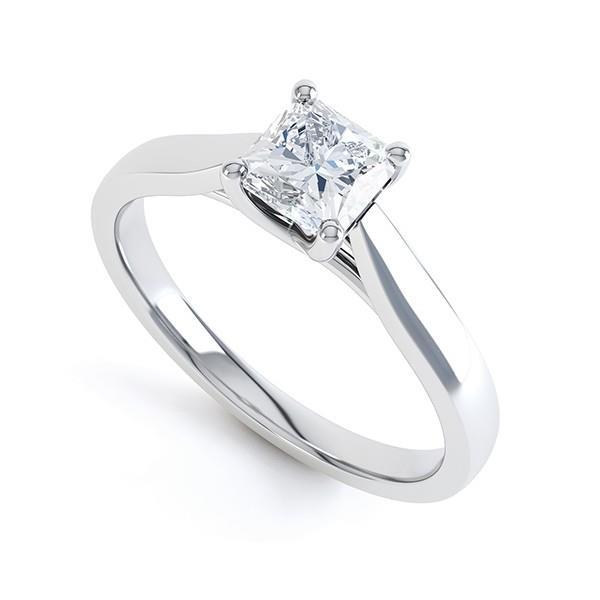 58441 Radiant Cut Solitaire 1.10 CT Diamond Wedding Ring, 14K White Gold - Size 6.5