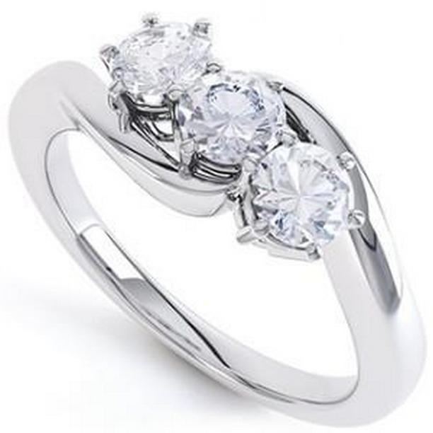 58442 Three Stone 2.25 CT Round Cut Diamond Wedding Ring, Size 6.5