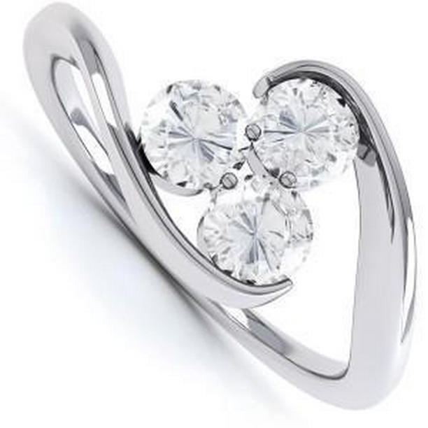 58443 Three Stone 2.25 CT Round Cut Diamond Engagement Ring, 14K White Gold - Size 6.5