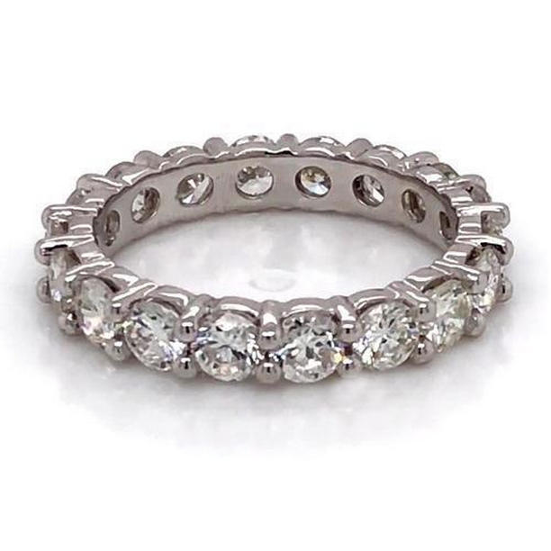 58464 3.60 CT Round Diamond Eternity Band, 14K White Gold - Size 6.5