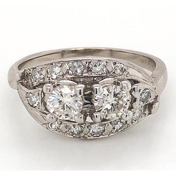 58467 2.34 CT Antique Style Filigree Diamond Ring, White Gold - Size 6.5