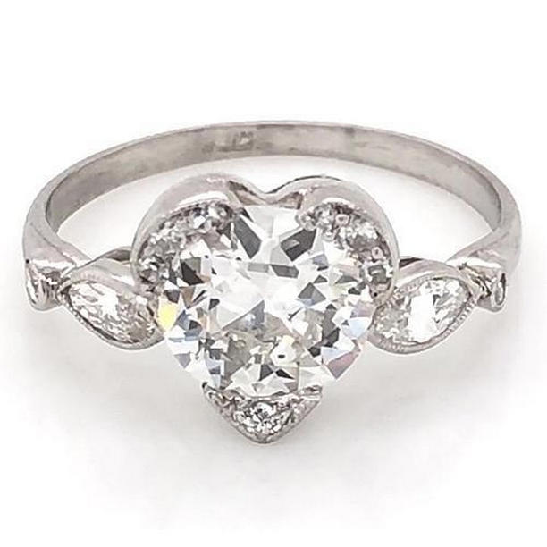 58472 Diamond Heart Shape Ring 3 CT Bezel Set, White Gold - Size 6.5