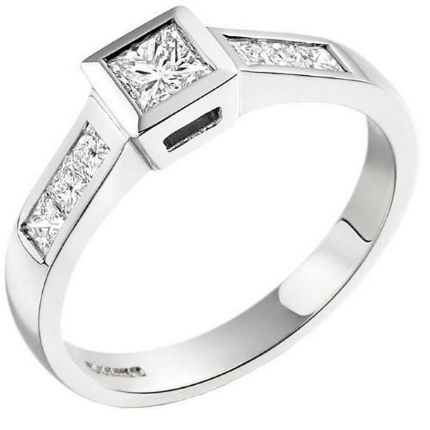 2.25 CT Princess Cut Diamonds Anniversary Ring, White Gold - Size 6.5