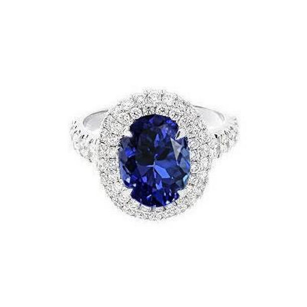 59509 1.85 CT Oval Cut Tanzanite & Diamond Wedding Ring, 14K White Gold - Size 6.5
