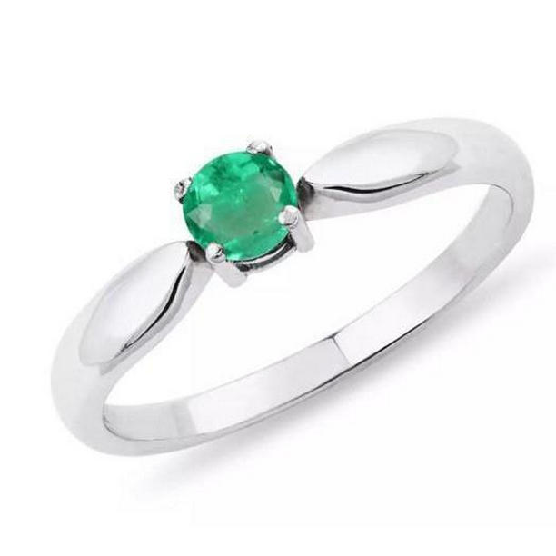 Picture of Harry Chad Enterprises 59542 Solitaire 2.50 CT Round Cut Emerald Engagement Ring&#44; 14K White Gold - Size 6.5