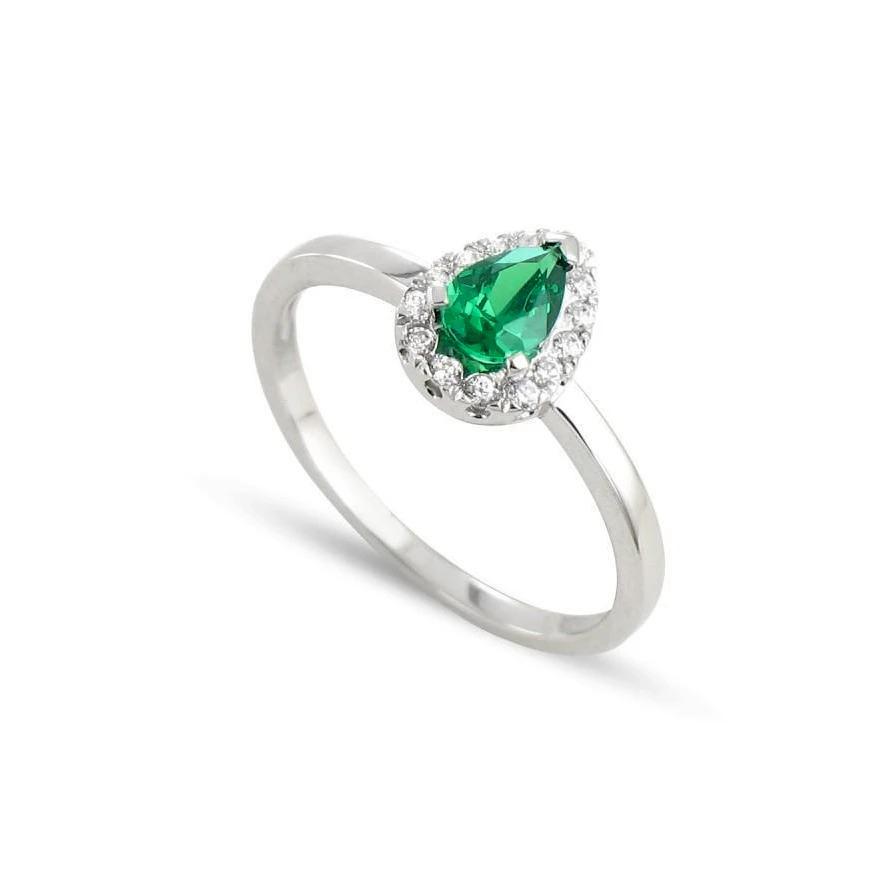 59544 Emerald & Diamonds 5 CT Anniversary Ring, 14K White Gold - Size 6.5