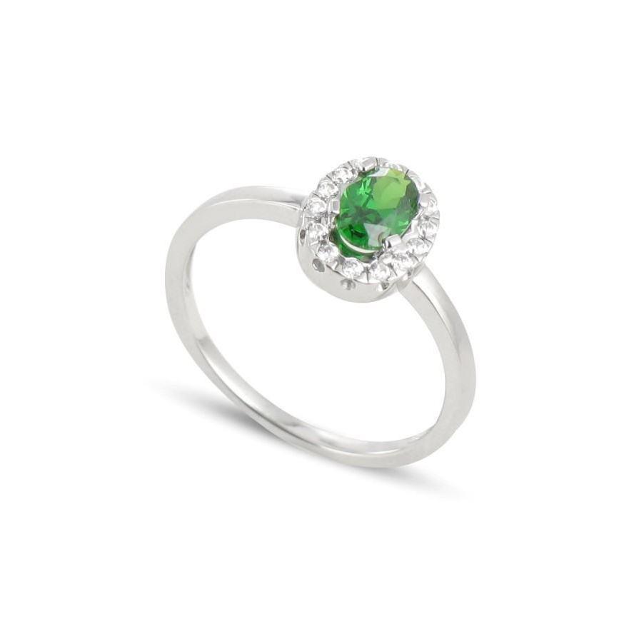59545 4.50 CT Oval Emerald Gemstone & Diamond Ring, 14K White Gold - Size 6.5