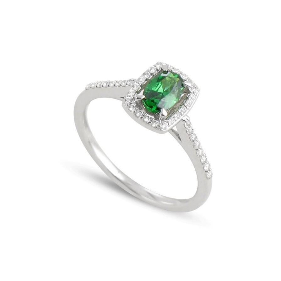 59550 5.75 CT Emerald & Diamonds Anniversary Ring, 14K White Gold - Size 6.5