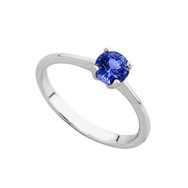 60334 Round Cut 2 CT Solitaire Tanzanite Wedding Ring, 14K White Gold - Size 6.5