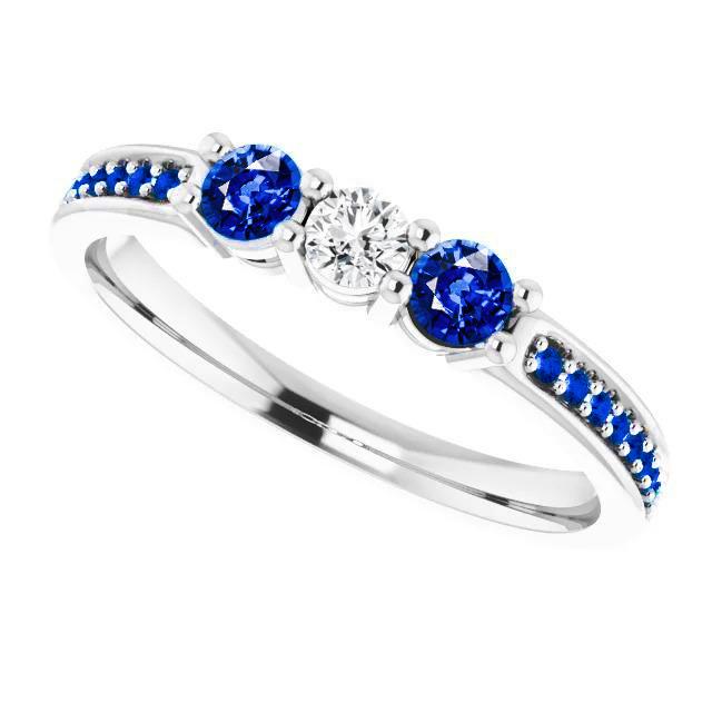 Picture of Harry Chad Enterprises 60337 1.07 CT Blue Sapphire & Diamond Engagement Ring&#44; Size 6.5