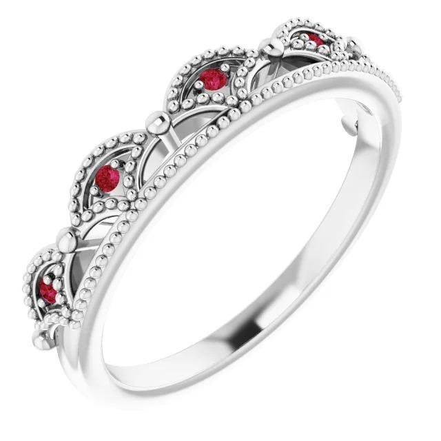 60372 0.50 CT Antique Style Ruby Womens Wedding Aniversary Band, Size 6.5