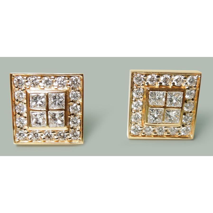 60519 3.50 CT Diamond Stud Earrings, 14K Yellow Gold